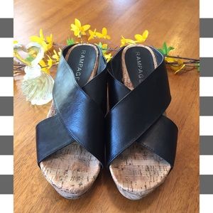 🐧Rampage Black Wedge Sandals
